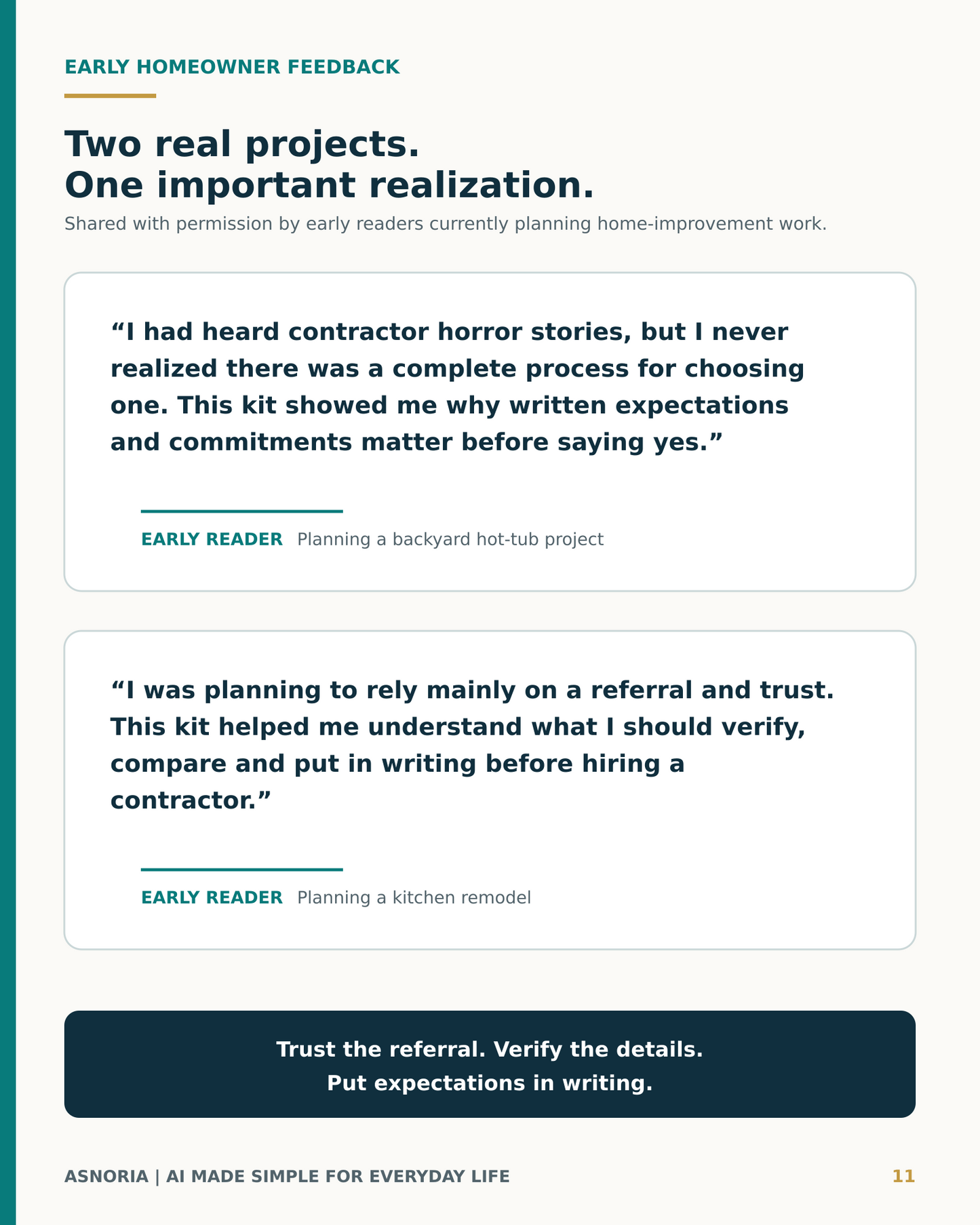 Before You Say Yes to the Contractor — Homeowner Decision Kit